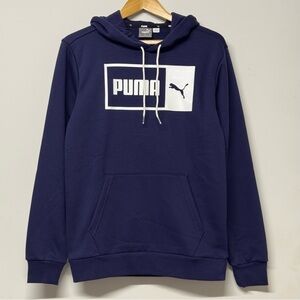 NEW Puma Split Logo Hoodie Navy Blue